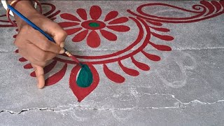 very simple and beautiful alpona designLaxmipuja Diwali rangoli alpona [upl. by Nautna]