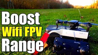 How Far will it Go Eachine E58 Drone Wifi FPV Range Booster and Test Flight [upl. by Esirahs]