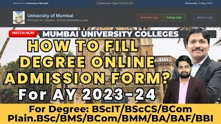 Mumbai University Degree College admission Started AY 202324Complete Process Explained Dinesh Sir [upl. by Novyad]