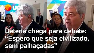 Datena ao chegar no debate TV Gazeta e My News Espero que seja civilizado veja vídeo [upl. by Eremehc]