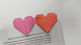 Cute and beautiful origami heart bookmark tutorial [upl. by Dleifrag]