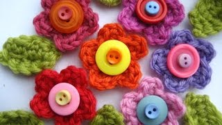 How to Crochet Button Flowers DIY for Beginners [upl. by Zenda]