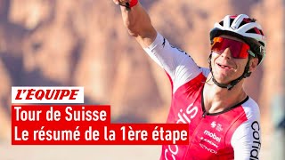 Tour de Suisse  Bryan Coquard Cofidis simpose au sprint sur la 1re étape [upl. by Eeleak785]