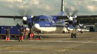 Antwerp airport Fokker50 VLM startup 2 [upl. by Kuo]