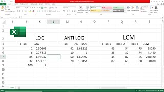 Log Antilog Calculation Sheet  How To Calculate Log Anti Log And LCM Value In Excel [upl. by Onin]