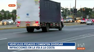 Vehículos pesados continúan cometiendo infracciones en la Vía a la Costa [upl. by Irovi233]