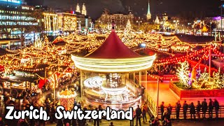 Zurich Switzerland Christmas market walking tour 4K  Charming Christmas markets [upl. by Schlessel]