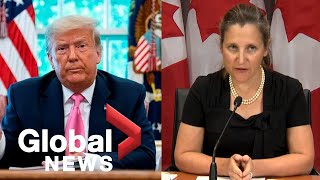 Freeland blasts Trumps quotabsurdquot decision to reimpose tariffs on Canadian aluminum [upl. by Edylc203]