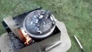 Wood burning stove cooking bread [upl. by Karney]