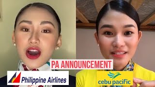 Philippine Airlines VS Cebu Pacific PA Announcement w Jen Barangan and Christine Dacera [upl. by Haelahk]