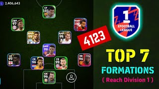 TOP 7 BEST FORMATIONS TO REACH DIVISION 1 IN EFootball 2024 Mobile  Best Formation EFootball 2024 [upl. by Ittap]