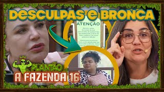 🐔Fazenda16 Flor se desculpa com Flora e Record dá pito sobre tretaFernanda culpa Sacha por punição [upl. by Bent]