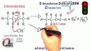 Simply Mechanisms 12b Elimination reaction 2 2bromobutane amp ethanolic KOH [upl. by Nylirad]