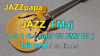 JAZZ Backing Track in FMaj 2516Gm7 C7 FM7 D7  140 BPM  60 times [upl. by Mehetabel]