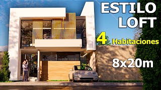 🏡MODERNA CASA en solo 8X20m I 4 Recámaras [upl. by Laamak]