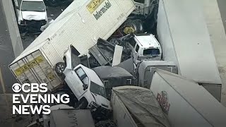 At least 6 killed in 100vehicle pileup on icy Texas highway [upl. by Gnuh]