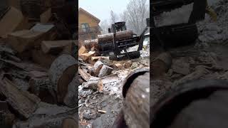 Halverson 140B ￼ firewood processor ￼ initial set up and first try [upl. by Ahsirahc]