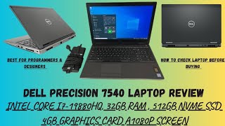 Dell Precision 7540 Laptop i79880H 32GB 512 SSD Quadro T1000Laptop Review  How to Check Laptop [upl. by Herwig]