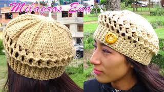 Como tejer la Boina N° 11 a Crochet para niñas y mujer en Punto Panal de Abeja o nido de Abeja [upl. by Nawoj]