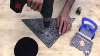 HowTo Bohren mit Diamantbohrkrone in Granit wwwbohreronlineshopde [upl. by Nhaj]