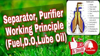 SEPARATOR PURIFIER WORKING PRINCIPLE FUEL OIL DIESEL OIL LUBE OIL HD 720p [upl. by Airotnahs]