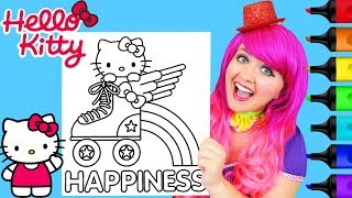 Coloring Hello Kitty Rainbow Roller Skate Coloring Page Prismacolor Markers  KiMMi THE CLOWN [upl. by Dugald]