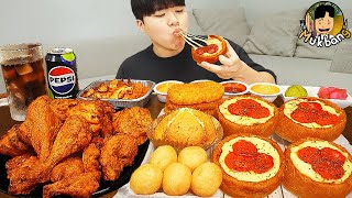 ASMR MUKBANG 굽네 고추바사삭 치킨먹방 시카고피자 볼케이노치즈치밥 먹방 amp 레시피 CHICKEN amp PIZZA EATING SOUND [upl. by Fairleigh]