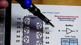 7407 74LS04 hex buffer with open collector high voltage outputs integrated circuit IC by electronzap [upl. by Hahsia502]