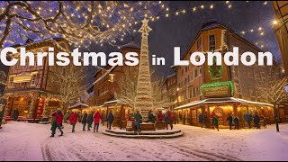 London Christmas Walk  Snowy Covent Garden Christmas Lights and Markets 4K 2023 [upl. by Eiramyelhsa]