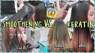 Smoothening vs Keratin Hair Treatment  My Experience  Cost Procedure amp New Colour ThatQuirkyMiss [upl. by Mailli]