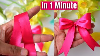 How to make simple easy bow in 1 minute  DIY ribbon bow  Ribbon Hair bow  Double bow with ribbon [upl. by Ainerbas]