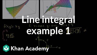 Line integral example 1  Line integrals and Greens theorem  Multivariable Calculus  Khan Academy [upl. by Aihpos]