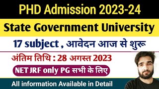 PhD New Application Form 2023  State Government University  PhD Admission 2023 [upl. by Haslam]