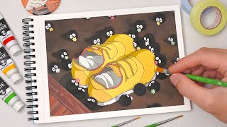 Painting ‘Soot sprites’ from Ghibli🎨 Spirited Away🌿 [upl. by Nomis]