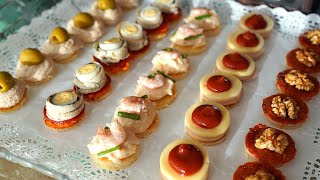 Canapés Variados Fáciles y Rápidos con Trucos para que aguanten más tiempo Aperitivos para Navidad [upl. by Yrrum]