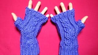 How to Loom Knit Cabled Fingerless Mittens DIY Tutorial [upl. by Aropizt]