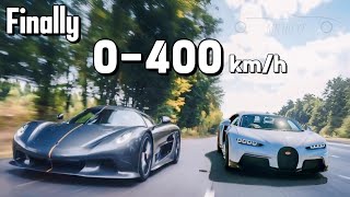 Koenigsegg Jesko Absolut VS Bugatti Chiron  04000 kmh [upl. by Willman]