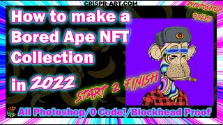 🐒 How to make a Bored Ape NFT Collection 2022  PHOTOSHOP NFT GENERATOR  FREE PSD File Included [upl. by Aylmer]