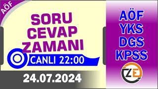 AÖF 24 07 2024 Canlı  Soru Cevap Zamanı  Açıköğretim DGS KPSS YKS Tercih [upl. by Filberte]