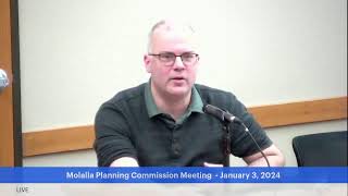 Molalla Planning Commission Meeting  January 3 2024 [upl. by Sy642]