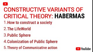 Constructive variants of critical theory and theory of communicative action by HabermasUrduHindi [upl. by Arihsan]