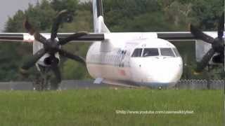 FlyBe Dash 8 GJECL close lineup and takeoff at Hamburg Fuhlsbuettel [upl. by Aihc419]