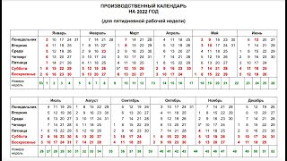 Календарь на 2022 год  Рабочий календарь с выходными и праздниками утвержденный Постановлением РФ [upl. by Carilyn]