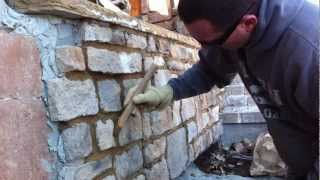 How to use a grout bag Grouting veneer stone Part 2 [upl. by Ailerua]