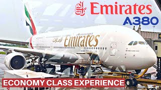 EMIRATES AIRBUS A380 ECONOMY  Dubai  Bangkok  Flight Review [upl. by Kuebbing256]