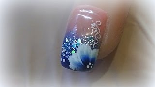 GLITZERVERLAUF ACRYLNÄGEL  One Stroke malerei 🌸  Lyninails [upl. by Joelie312]