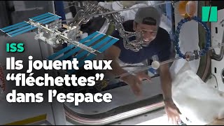 À bord de l’ISS les astronautes jouent aux « fléchettes de l’espace » en utilisant l’apesanteur [upl. by Scotty]