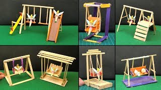 Easy amp Quick Popsicle Stick Crafts  7 Miniature Playground Swings Ideas [upl. by Ralston]