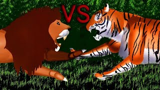 Siberian Tiger vs African Lion  KOMATION [upl. by Ahsaret]