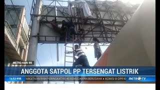 Satpol PP Tersengat Listrik saat Pasang Baliho [upl. by Sonitnatsnoc]